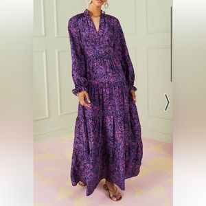 Pearle Maxi Dress - Pink & Purple 100% Silk - Marie Oliver